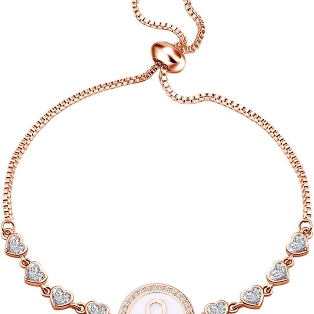 Rose Gold Zodiac Sign Adjustable Bracelet Birthday Gift For Women Girls Zodiac B